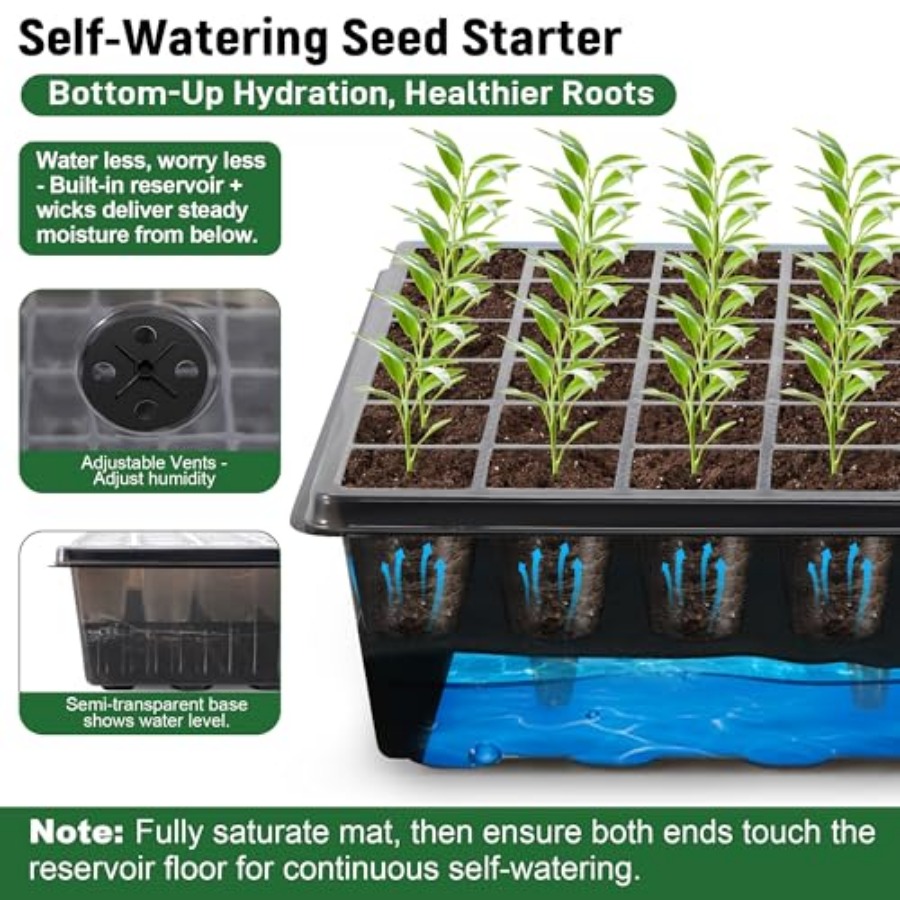 60-Cell Self-Watering Seed Sta – Humidity Dome Kit Bewertung und Preis