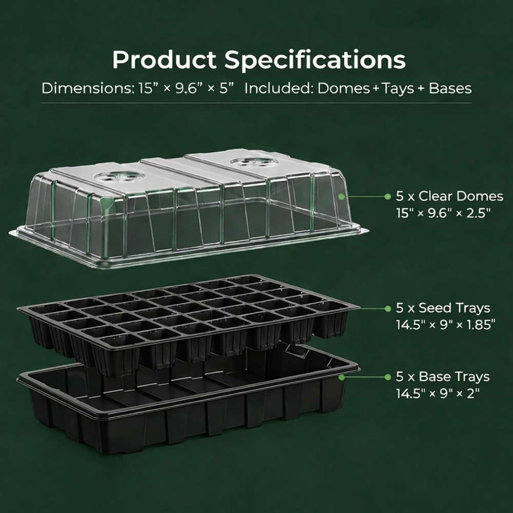 5-Set Seed Starter Tray Kits,  – Humidity Dome Kit Bewertung und Preis