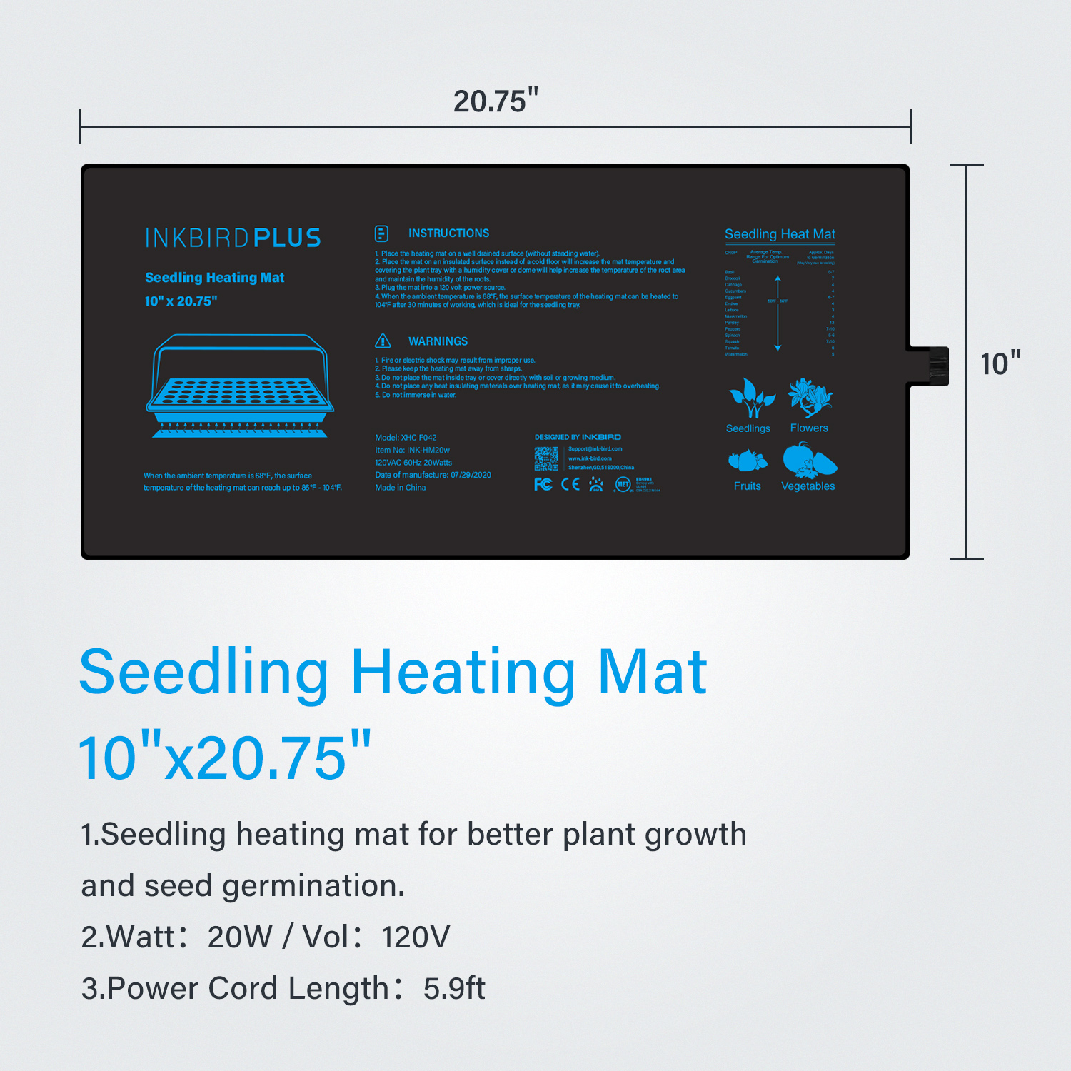 20.75x10CM EU/US/UK/AU Plug Se – Heat Mat Seedling Bewertung und Preis